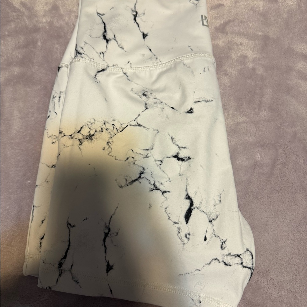 BuffBunny White Marble Bike Shorts